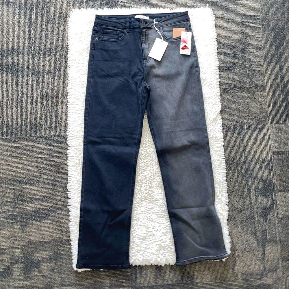 Cello High Rise Two Tone Straight Jean - 11